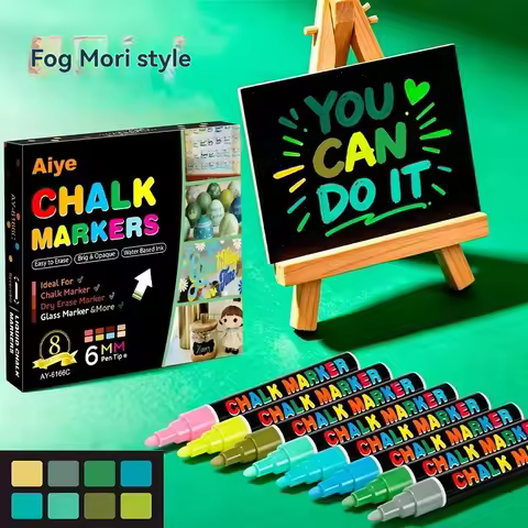 8 Colors 6mm Liquid Erasable Chalk Markers Pens Washable & Wet Erase Neon Makers for Blackboard Chal