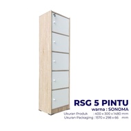 PK Multipurpose 5-Door Wooden Shelf Cupboard Shelf/ Bookshelf/ Multipurpose Office Shelf/