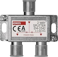 EMOS 2-Way Antenna Splitter A-Class - 2-Way Splitter with F Socket - Fully Shielded 3.7 dB - Frequen