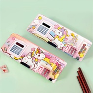 Magnetic Pencil Case Cute Children's Character Calculator/Pencase Pencil Case Cartoon unicorn Pattern multi-Function Calculator
