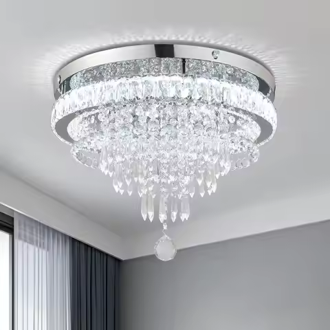 19.7" Crystal Chandeliers Crystal Ceiling Light Fixtures Modern Flush Mount Light LED Chandelier Lam