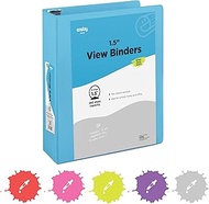 3 Ring Binder Blue, 1.5 Inch Clear View Cover with 2 Inside Pockets Binder, Colored School Supplies 