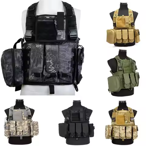 USMC Tactical Combat Molle TMC RRV Chest Rig Colete Tatico Paintball Harness Airsoft Vest W Canteen 