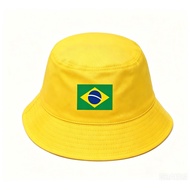 Bucket Hat Brazil Yellow Print Sun Protection World Cup Comfortable Fit 56-61cm0711