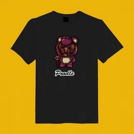 熊抱哥 紅貴賓 狗 插畫 黑 短T 衣服 T恤 情侶裝 童裝 母子裝