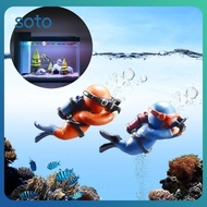 ♫ Cute Mini Diver Simulated Floating Frogman Miniature Kawaii Figures Aquarium Ornaments Luminous Green Figurines Fish Tank Decoration