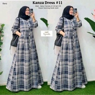 Kanza Dress #11 Baju Gamis Wanita Busui Bahan Katun Motif KotakΒ²