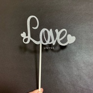 [ Silver ] Love Curvy Words Wedding Valentines Cake Toppers / Birthday Decor Banner