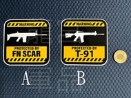 龍宮軍品-FN SCAR MK17/T91 自由AK PVC貼紙 防水防曬 可貼汽車玻璃板金 槍箱 行李箱 對外窗 門板
