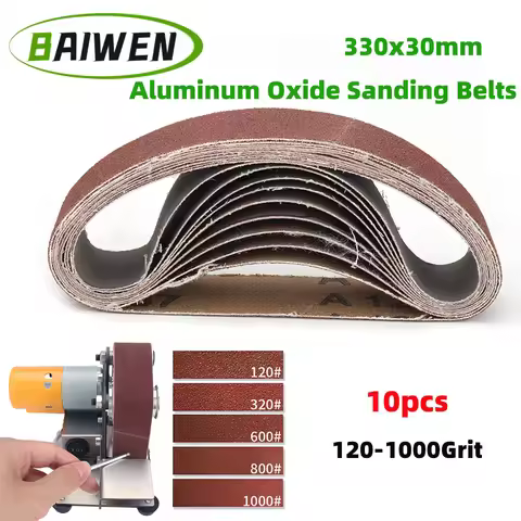 330x30mm Sanding Belts 120/320/600/800/1000 Grit Assortment Metal Grinding Aluminium Bands Polisher 