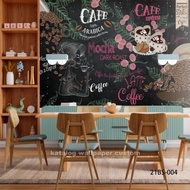 Wallpaper Dinding 3D Custom Cafe Coffee Shop/ Kafe Kopi (21Bs-004)