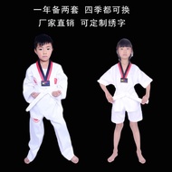 baju taekwondo taekwondo uniform ✺Kostum Taekwondo Kanak-kanak Putih Bernafas Lengan Pendek Taekwondo Kostum Taekwondo Latihan Sparring Tai Chi Kostum Kostum♗