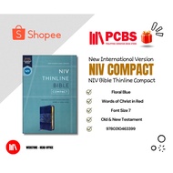 PCBS NIV Thinline Bible Compact Blue Floral (FONT SIZE 7, RED LETTER) NIV Holy Bible - Leathersoft