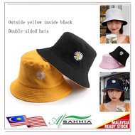 3W4 Al Sahhia Women Bucket Fishing Hats Daisy Smile Cap Double-sided Wear Spring lady Fisherman Hat 