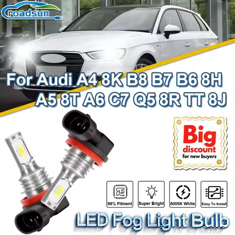 ROADSUN For Audi A4 8K B8 B7 B6 8H A5 8T A6 C7 Q5 8R TT 8J Upgrade Canbus LED Fog Light Bulbs Fog La