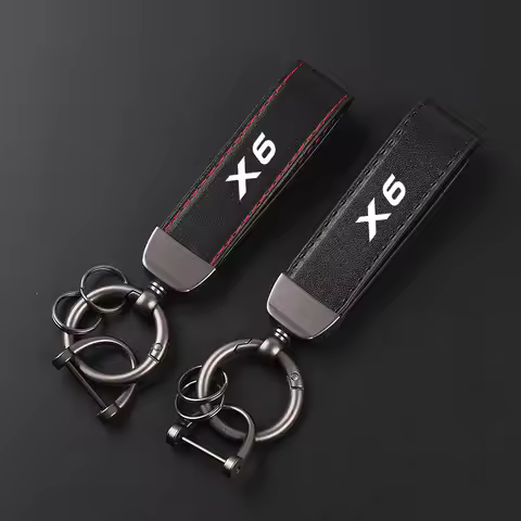 Deluxe Leather Keychain with Car Badge Keychain Pendant For BMW X6