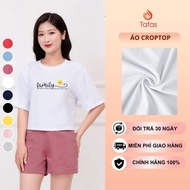 Women's crop top made of high quality 4-way stretch cotton with the word Family printed | Fam Fashio