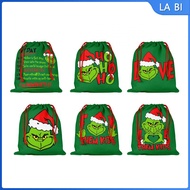 [Wishshopeehhh] Gift Bag Christmas Christmas Packaging Bags Xmas Drawstring Pouch Cookie Bag