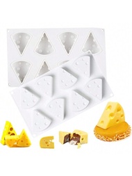 乳酪矽膠烘焙模具，用於慕斯蛋糕，3D矽膠蛋糕模具，法式甜點糕點巧克力模具，冰淇淋布丁蛋糕裝飾模具3D乳酪形狀（8個空穴）