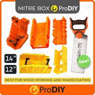 PRODIY Wood Mitre Box With Saw Tenon Saw Box Angle Potong Gergaji Kayu Wainscoting Backsaw Miter Box Cut - 12 / 14 inch