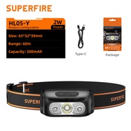 SUPERFIRE HL05-Y 2W Mini LED Headlamp With Motion Sensor Headlight USB Rechargeable Lantern Camping 