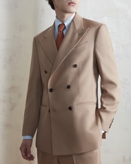 WARDROBE MINISTRY - เบลเซอร์ The Landmark Double-Breasted Wool-Twill Blazer in Peach Beige