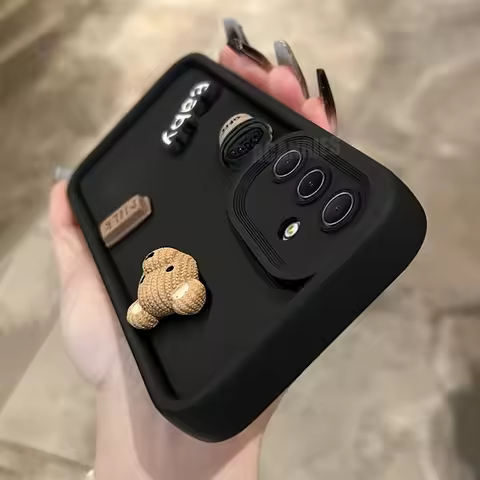 A 16 26 36 56 Cute 3D Bear Coffee Cartoon Silicone Case For Samsung Galaxy A16 A26 A36 A56 A06 Soft 