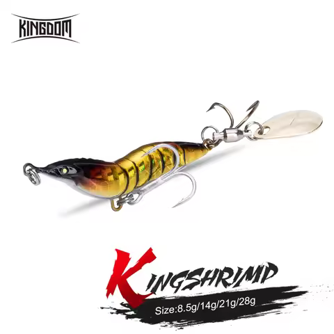 Kingdom Simulation Shrimp Fishing Lures 8.5g 14g 21g 28g Artificial Wobblers Metal Fishing Spinner B