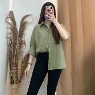 KEMEJA OVERSIZE LINEN SHIRT FOR WOMEN - OLIVIA SHIRT OVERSIZE PLAIN SHIRT FOR WOMEN