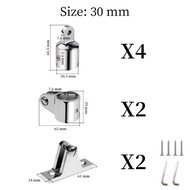 AndyMarine 8 PCS Marine 316 Stainless Steel Bimini Top Hardware Fitting Set 30/32mm Deck Hinge Jaw S