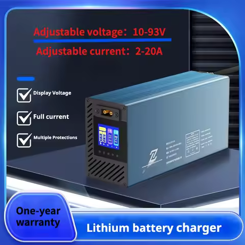 10-93V Fast Charge Voltage Curren Adjustable 48V 60V 72V 76v Li-ion Lifepo4 Lithium Battery Charger