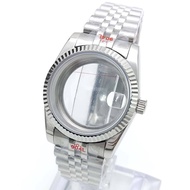 36MM Teeth Side Diary Watch Case+Strap Stainless Steel Watch Case Sapphire Suitable for NH35 Watch C