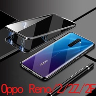 OPPO Reno/Reno2/Reno2 Z/F (Ready Stock) Protection Shockproof Anti-scratch no fingerprints Transparent Magnetic Adsorption Metal Case Tempered glass Cover Phone TPU Case