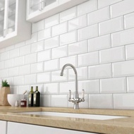 Keramik Mustika 10x20 Putih Glossy Bevel - Keramik Dinding Dapur