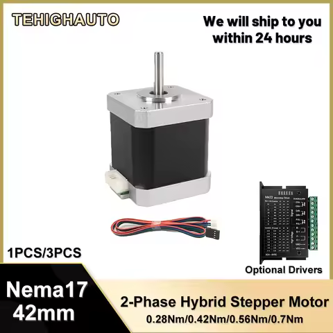 Nema17 Open-loop Stepping Motor 2PH 42mm 4-Lead 1.80 Step Angle 0.28/0.42/0.56/7Nm Driver Kit for CN