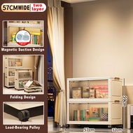 【𝗙𝗿𝗲𝗲 𝗦𝗵𝗶𝗽𝗽𝗶𝗻𝗴】in hom  L57-73cm (much Higher and deeper ) 2 Doors Multipurpose Foldable Storage Cabi