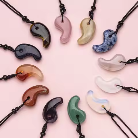 Creative natural crystal stone Yin Yang fish pendant adjustable necklace for men's and women's jewel