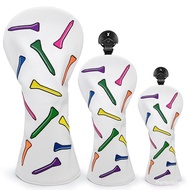 Colorful Tee Design Golf Club Head Covers Golf Wood Head Cover for Driver Fairway Wood Covers Hybrid