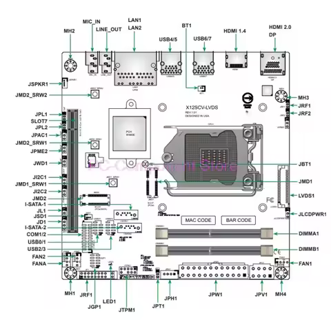 X12SCV-LVDS Server Motherboard ITX NAS SODIMM Support W-1200 X12SCV-LVDS