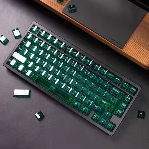 114 Keys Jade Green Keycaps Transparent Cherry Height PC Pad Print Mechanical Keyboard AULA F75 GK61