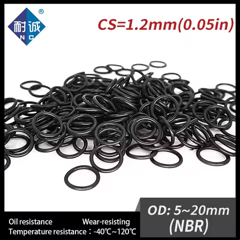 50 PCS / Lot Nitrile Rubber O-ring Black NBR CS 1.2mm OD 5/6/8/10/12/13/14/15/16/17/18/19/20*1.2mm O