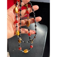 5.8 mm black stone necklace similar to agate mixed with blood and jade, 4 mm agate, red, 10 mm, tige