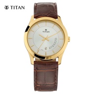 Titan Silver Dial Leather Strap Men's Watch 1823YL01