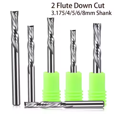 10Pcs 2 Flute Left Down Cut Solid Carbide Milling Cutter Spiral Router Bit End Mill Wood MDF 3.175mm