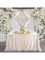 1塊白色珍珠紗桌布,雪紡珍珠背景布,接待婚禮桌布,新娘派對桌布,花卉包裝,甜點桌裝飾,桌面裝飾,婚禮拱門裝飾,房間裝飾