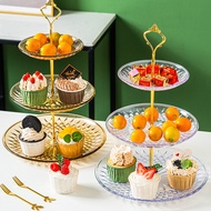 3-tier transparent plastic wedding candy tray with gold rim for wedding, engagement, hotel restauran