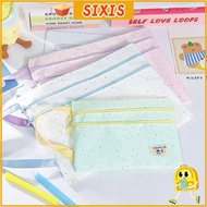 SIXIS File Bag, Polka Dot Design Three Layers Handbag, INS A4/A5 Large Capacity Exam Papers Storage 