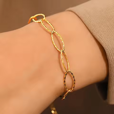 Stainless Steel Bracelets Elliptical O-Ring Chain Minimalist Classics Bracelet For Women Jewelry Eve
