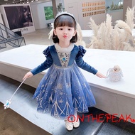 ONT-Toddler Girls Frozen Princess Dress Kids Elsa Costume Dress for Party Bridesmaid Cosplay Pageant