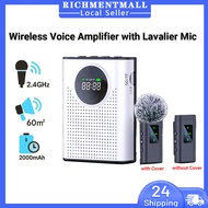 【🔥SG STOCK🔥】RICHMENTMALL 2.4G Wireless Bluetooth Voice Amplifier Speaker with Lavalier Microphones S